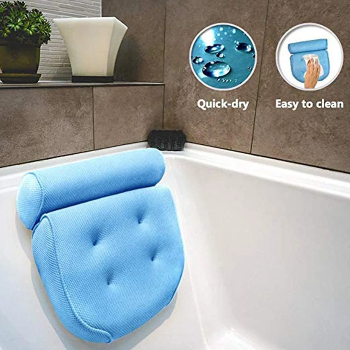 

Breathable 3D Mesh Spa Bath Pillow with Suction Cups Neck and Back Support Spa Pillow for Home Hot Tub Bathroom Accersories