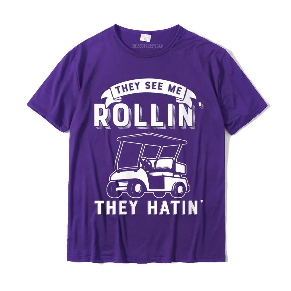 2021 Newest Mens T-shirts Hip hop Simple Style Tops T Shirt 100% Cotton Short Sleeve Customized Top T-shirts Round Neck Womens They See Me Rollin They Hatin Funny Golf Cart Meme Graphic V-Neck T-Shirt__28266 purple