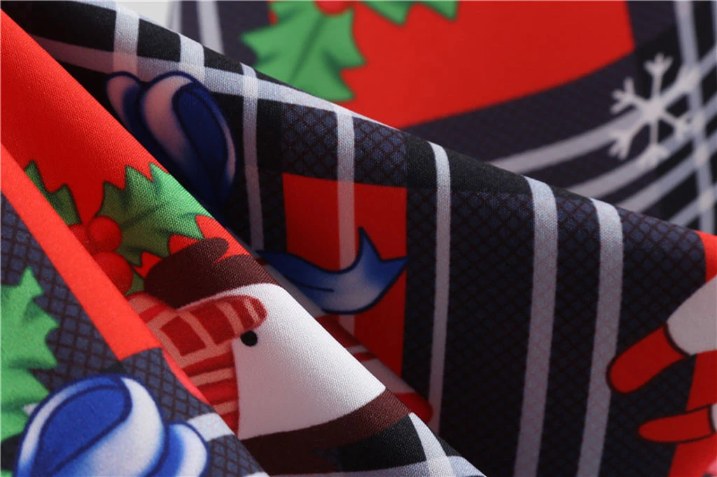 JAYCOSIN Elegant Women Christmas Dress Autumn Santa Claus Plaid Print Vintage Xmas Party Midi Dresses Plus Size Vestidos 918