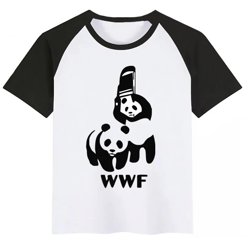 Детская забавная футболка с изображением героев мультфильма WWF Good WTF, панды, комедии детские летние топы с круглым вырезом, футболки для маленьких девочек повседневная детская одежда