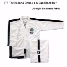 ITF-uniforme blanco de Taekwondo ultraligero y transpirable, ropa de manga larga para entrenamiento físico, Dobok con bordado, para Karate Gi, 1-6Dan