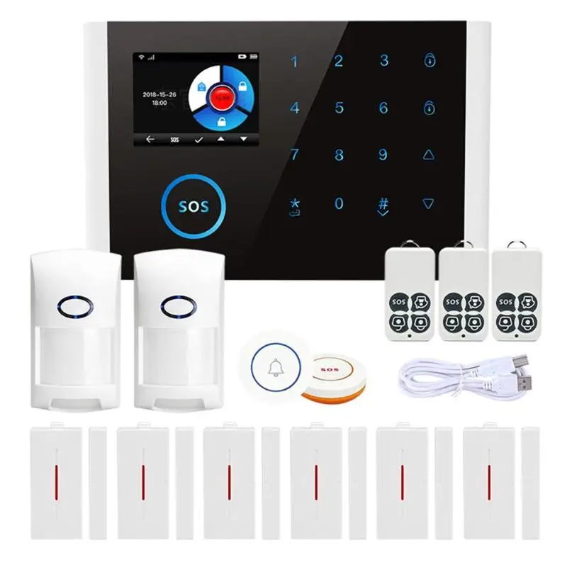 WiFi Wireless Home Security GSM Alarm System DIY Kit APP Control With Auto Dial Motion Detector Sensor Burglar |