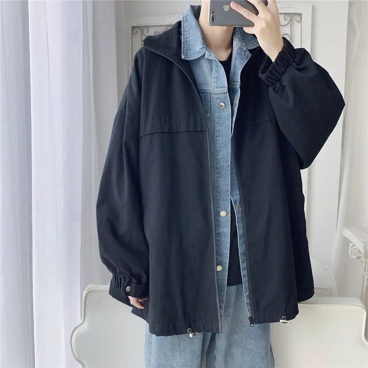 Мужские куртки в стиле пэчворк, 2 штуки, большие размеры, 3XL, Harajuku, уличная одежда, подходит ко всему, корейский шик, Ulzzang, мужское пальто, Повседневная мода, хит