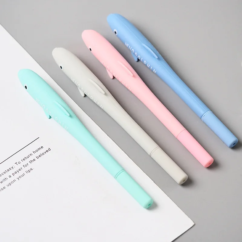 

4Pcs 0.38mm Creative Dolphin Gel Pen Signature Pen Escolar Papelaria School Office Stationery Supply Promotional Gift