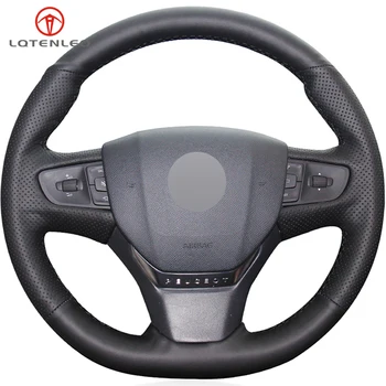 

LQTENLEO Black Genuine Leather Steering Wheel Cover For Citroen C3 C3-XR C4 2015-2019 Peugeot 408 2014-2019 Traveller 2016-2019