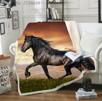 

Throw Blanket Galloping Horses 3D Velvet Plush Blanket Bedspread for Kids Girls Sherpa Blanket Couch Quilt Cover Travel 05