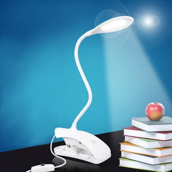 

Flexible Gooseneck Daylight White Desk LED Night Light Clip-on USB Charging Reading Light Portable Beside Bed Table Desk Lamp