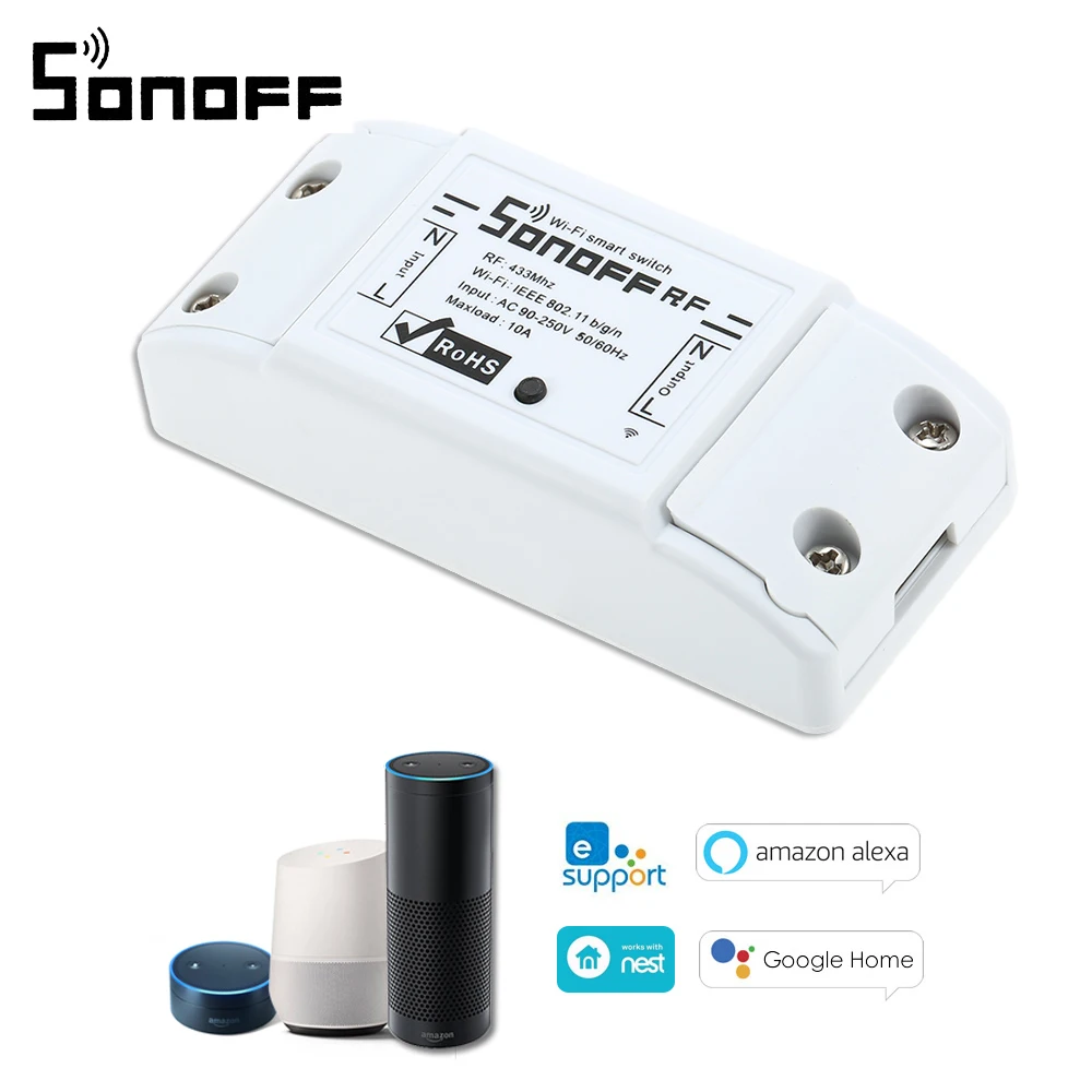 SONOFF RF Sonoff RF WiFi Smart Switch 433Mhz RF Receiver Intelligent Remote Wireless Control For Smart Home Wifi Switch 10A 2200W 