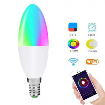 

E14/E27/E10 Wifi Smart Bulbs Candle Bulb Compatible Chandelier LED Lamp Restaurant Bathroom