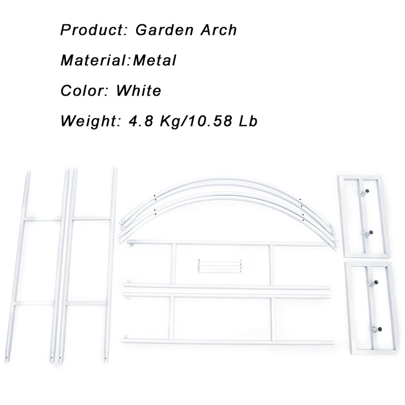 White Wedding Arch Metal Trellis Stand Garden Arbor for Climbing Plant Growing Lawn Backyard Birthday Party Background Decor