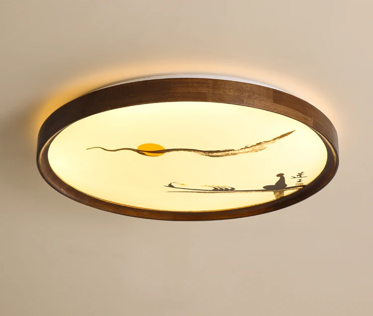 Китайский стиль, простой Креативный светодиодный потолочный светильник для кабинета, орех, твердая древесина, гостиная, спальня, потолочный светильник - Цвет корпуса: ceiling lamp B