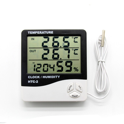 Digital Temperature Humidity Meter HTC-1 HTC-2 Home Indoor Outdoor hygrometer thermometer Weather Station with Clock