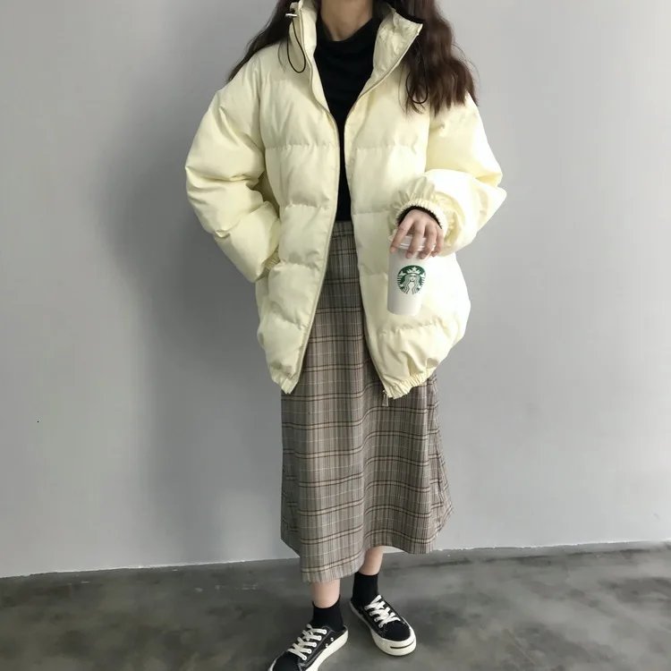 Parkas Winter Jacket Women Stand Collar Cotton-padded Coat Loose Oversized Jacket Coat Korean Women Outwear