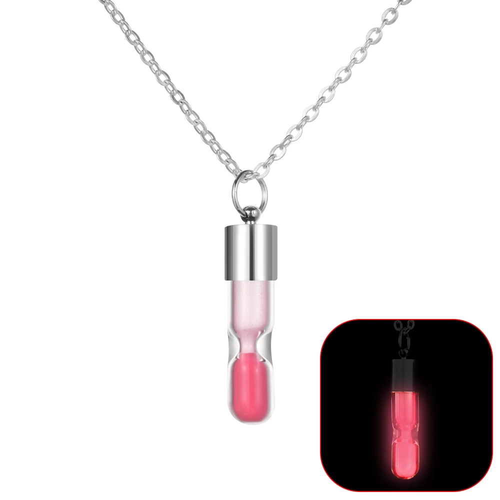 Pink Женское и мужское светящееся песочное ожерелье с таймером, стеклянное ожерелье для часов, Дамское украшение, подарки, песочное ожерелье с таймером - Окраска металла: Pink