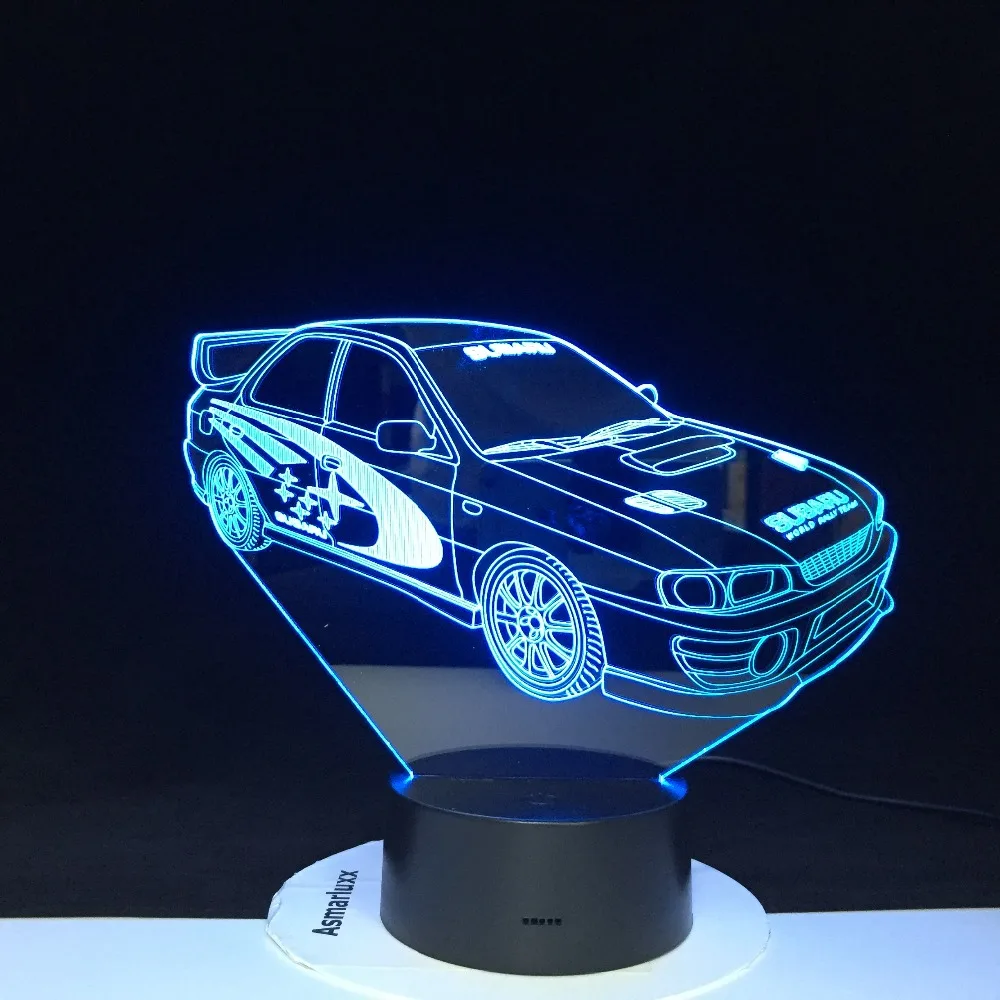 Гоночный Автомобиль 3D лампа многоцветная с пультом дистанционного управления для подарка на день рождения на батарейках Лава оптический светодиодный ночной Светильник голограмма 3237