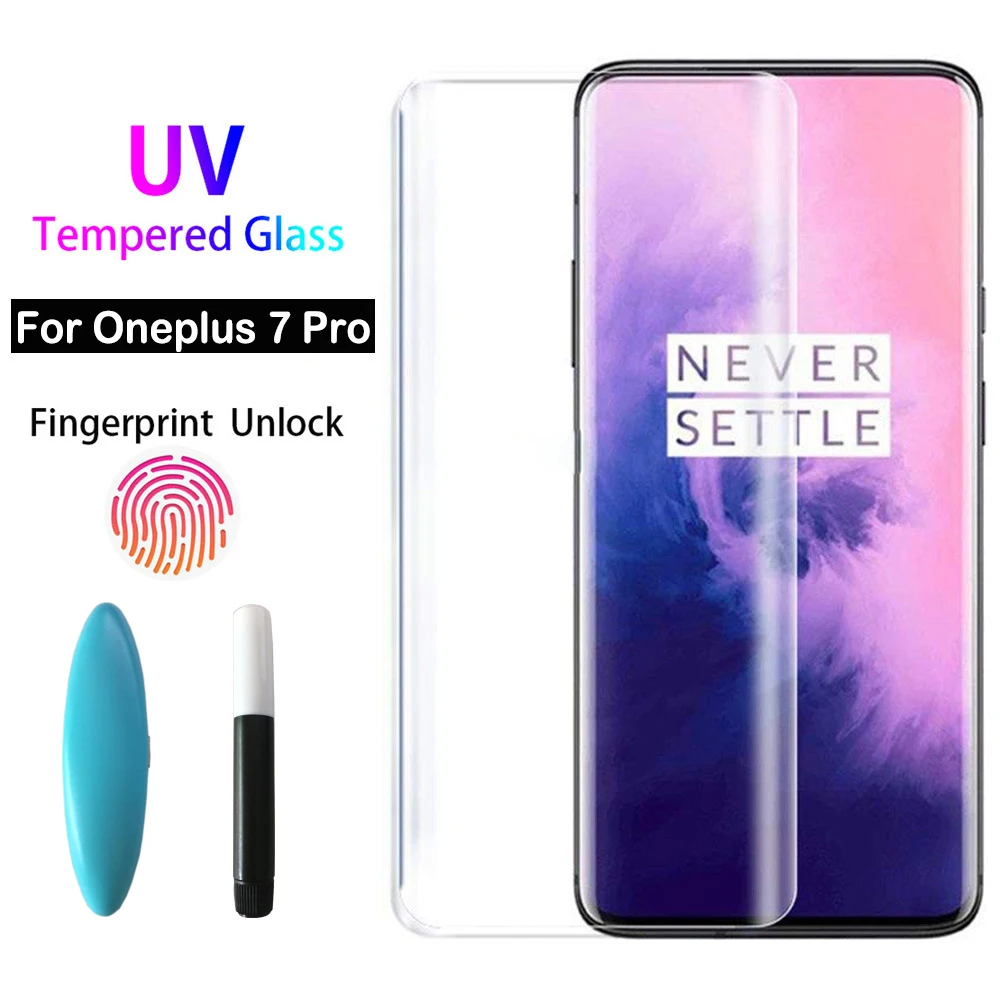

For Oneplus 7 Pro UV Screen Protector Full Liquid Glued 100D Curved UV Tempered Glass for OnePlus 7T 7 7 T Pro Screen Protector