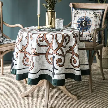 

American Luxury Round Table Cloth Waterproof Tablecloth for Home Dining Table Cover Kithchen Room Oilproof Washable Table Cover