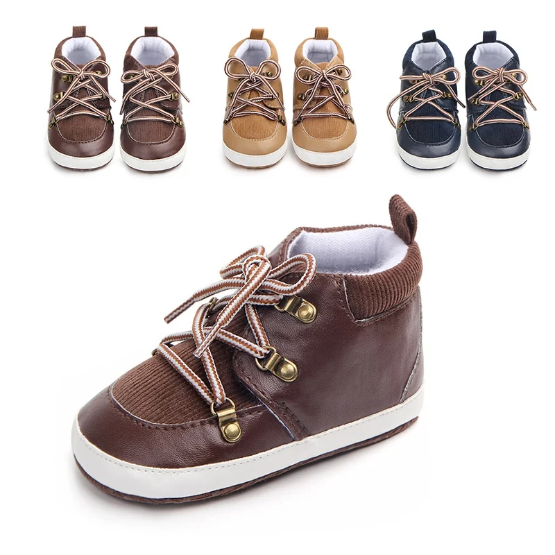 Детские кроссовки из искусственной кожи для мальчиков; спортивная обувь для малышей; обувь для мальчиков и девочек с мягкой подошвой для первых шагов; обувь для новорожденных; обувь для малышей 0-18 месяцев