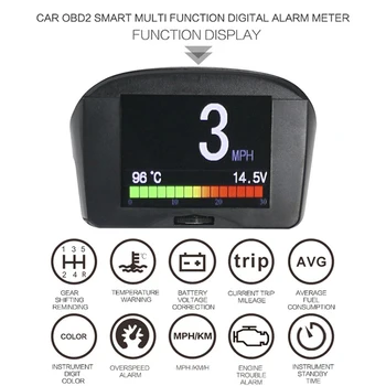 

Car OBD HUD Overspeed Warning System Windshield Voltage Alarm Temperature Meter JDH99