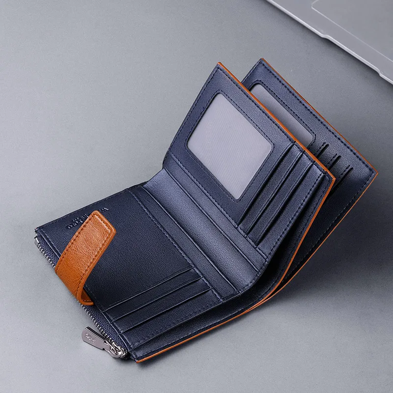 Мужской короткий кошелек WILLIAMPOLO RFID Холщовый маленький модный на застежке