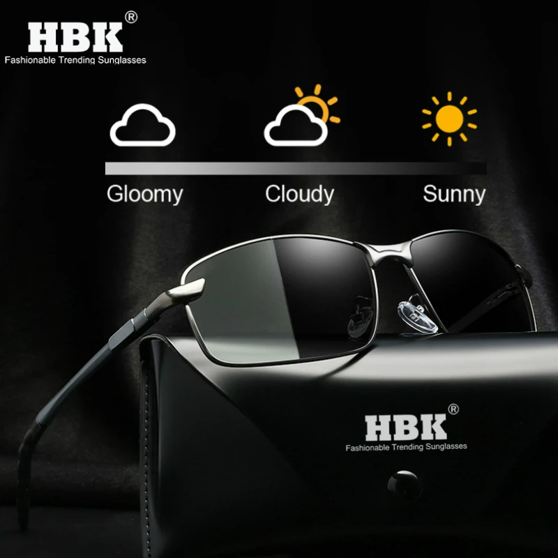 

Vintage Advanced Photochromic Sunglasses Polarized Men Rectangle Aluminum Discoloration Interchangeable Day Night Vision Goggles