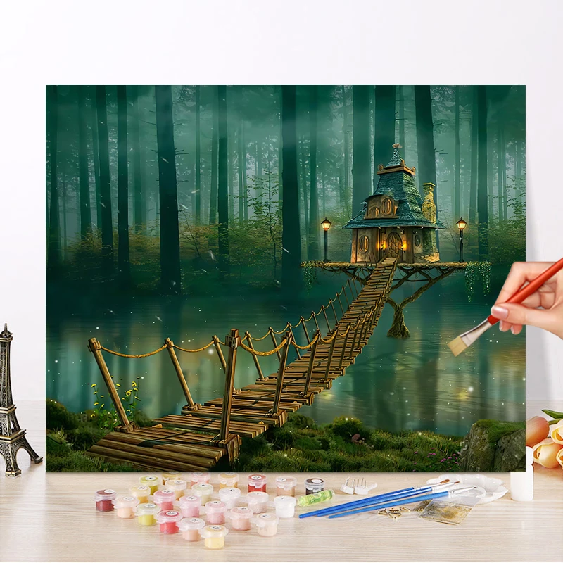New Frameless Diy Digital Oil Painting Hand Painted Celebrity Landscape Tree House Paint By Numbers Aesthetic Room Decor Painting Calligraphy Aliexpress