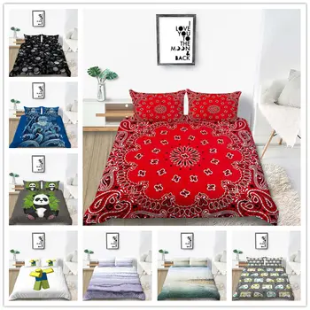 

Lovely cartoon Bedding set Twin Full Queen Size 2/3pcs with pillowcase Comforter Cover with panda red black of Bed Cover Suit