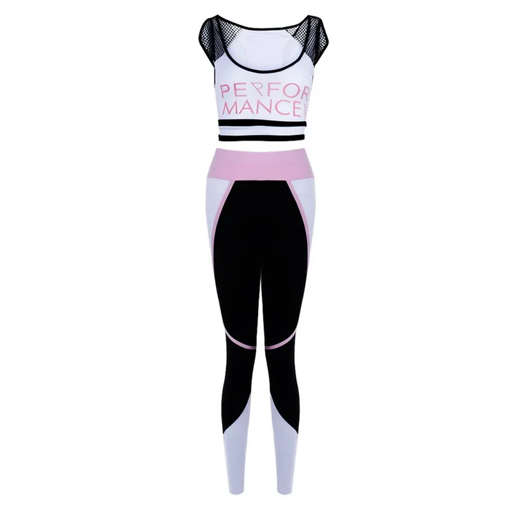Бесшовный Женский комплект 2 шт. спортивный костюм, одежда для спортзала и тренировок, укороченный топ для фитнеса и резинка для волос, леггинсы, комплект для йоги - Цвет: pink