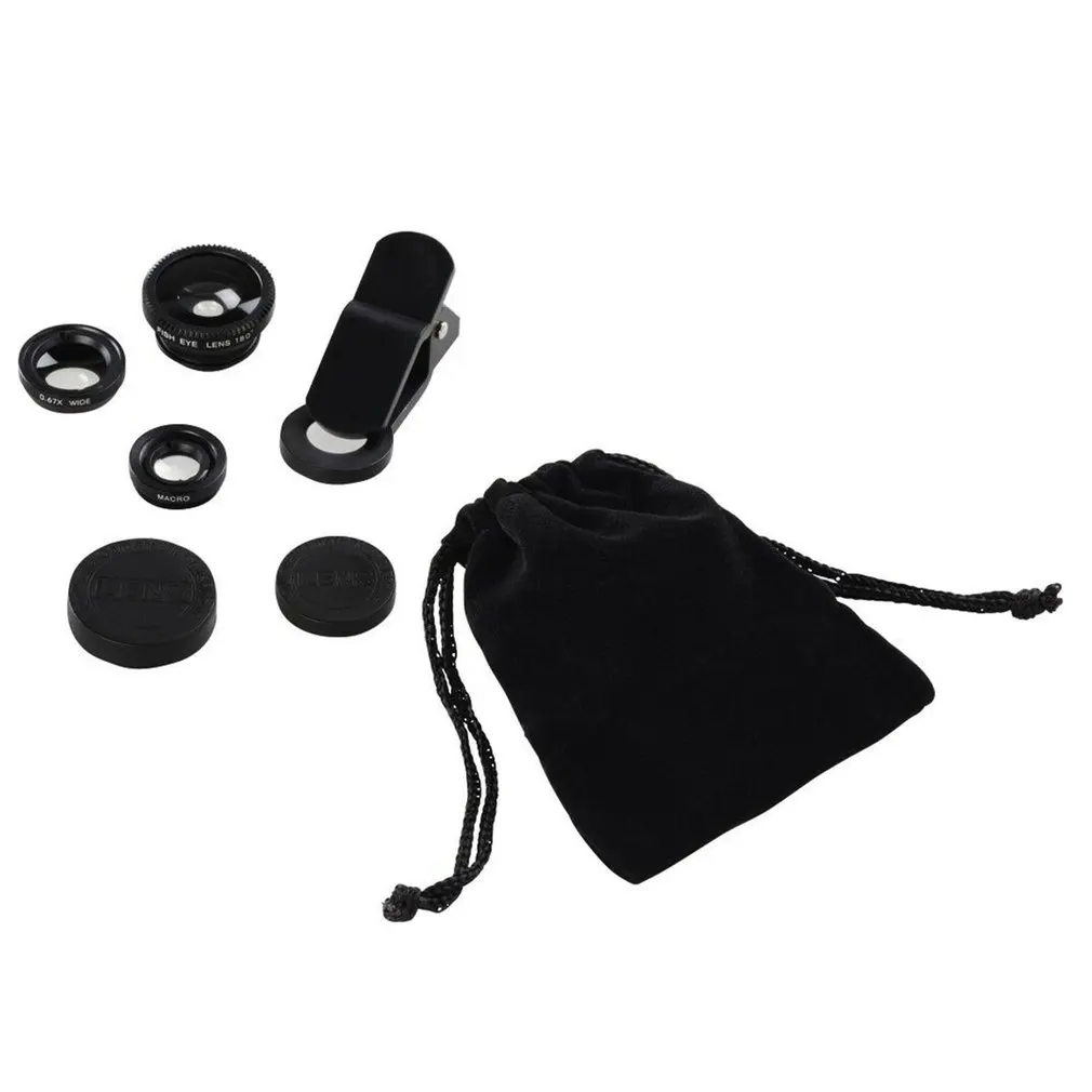 3 in 1 Fish Eye+Wide Angle+Macro Clip On Camera Lens Set for Mobile Phone Tablet Accessories | Мобильные телефоны и