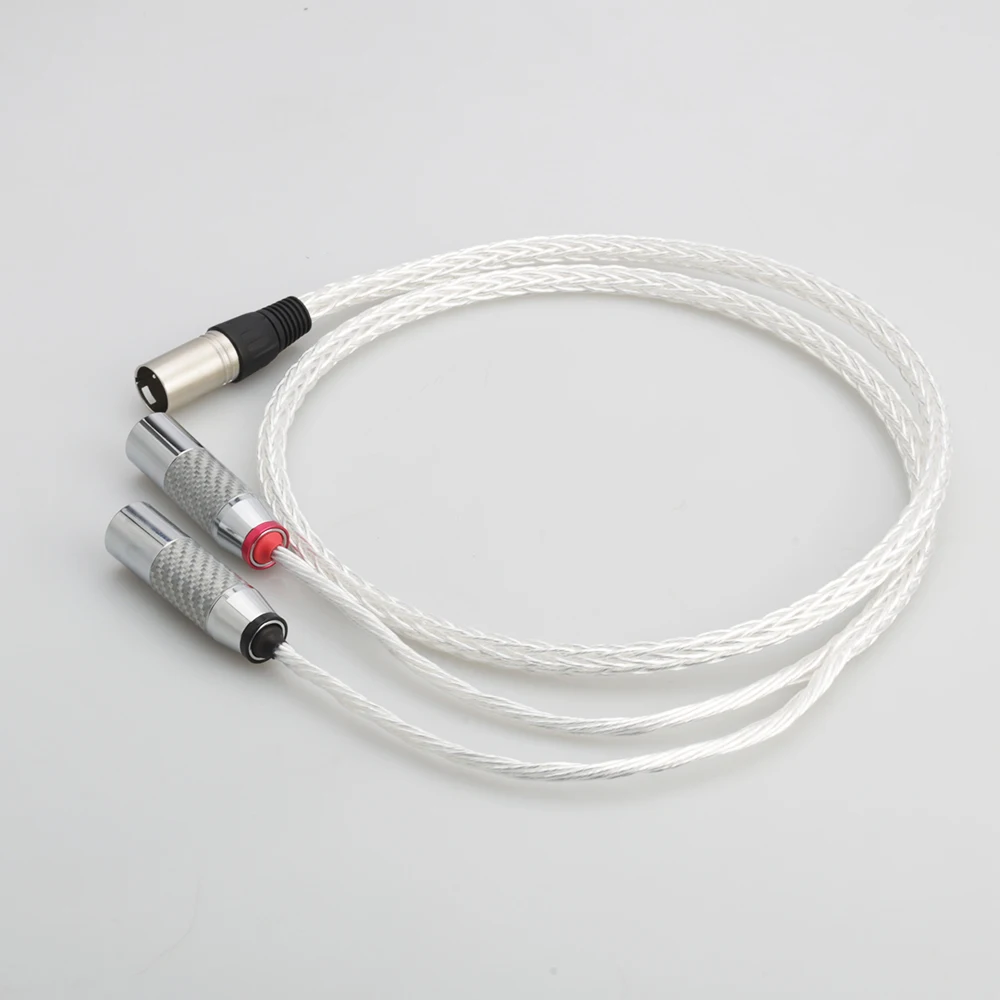 Audiocrast 8ag silver plated 4 pin XLR Male to 2x 3 pin XLR Male Balanced cable Headphone Audio Adapter