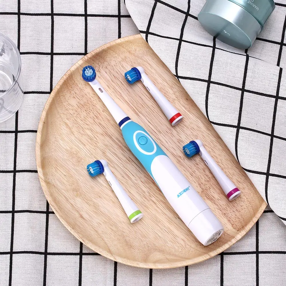 AZDENT Hot Rotatory Electric Toothbrush with 4 Replacement Heads Deep Clean Battery Operated Tooth Brush Teeth Whitening Adults AZDENT Hot Rotatory Electric Toothbrush with 4 Replacement Heads Deep Clean Battery Operated Tooth Brush Teeth Whitening Adults