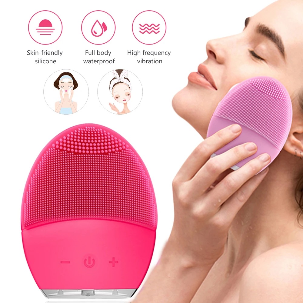 Skin Care Machine Mini Electric Facial Cleaning Brush Deep Pore Cleaner Face Massager Vibrator Silicone Sonic Clean | Красота и