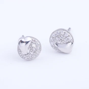 

925 Sterling Silver Mini Heart Cross Round Circle Stud Earrings For Women Accesories Zircon Fashion Jewelry Brincos Gift
