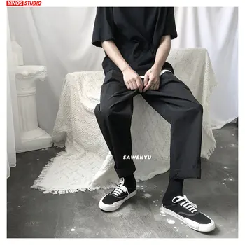 

Dropshipping Autumn Male Solid Vintage Toursers Men Streetwear Causal Pants Mens Japanese Winter Loose Pants