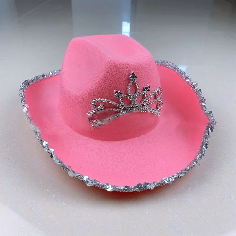Spangles Decorated Cowgirl Hat in Pink 