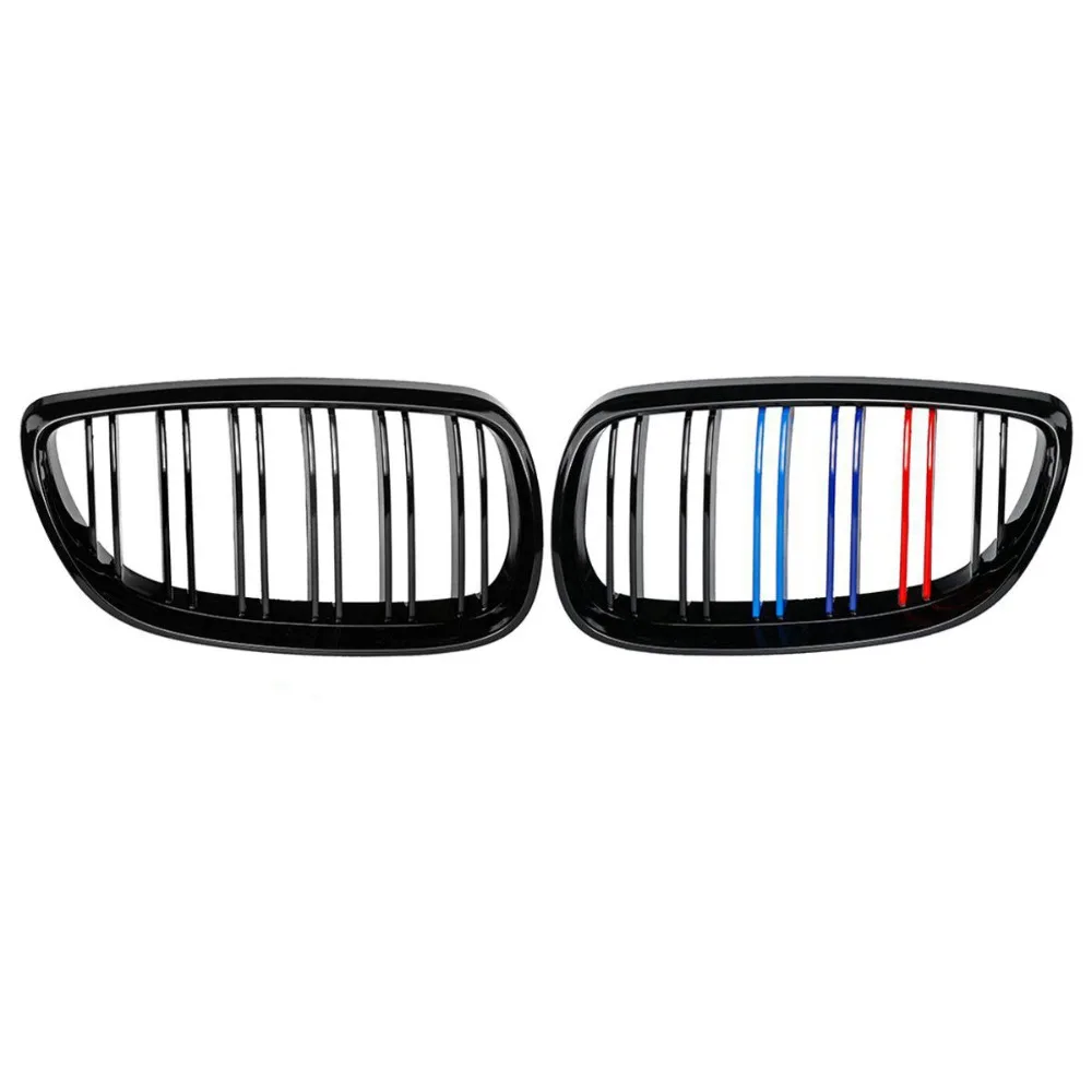 1 Pair gloss Black Double Line Front Kidney Grille Grill For BMW E92 E93 318i 320i 328i 335i Coupe 2-DOOR 2007-2009 2010