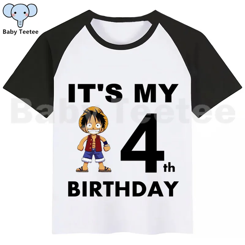 Цельнокроеная LUFFY футболка для мальчиков и девочек на день рождения детская одежда с принтом на день рождения топы для мальчиков, одежда для детей футболки на день рождения