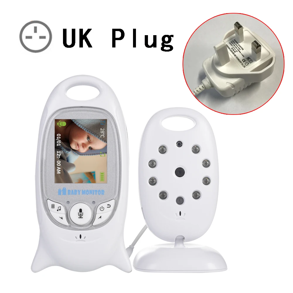 VB601 UK plug VB601 беспроводной видео детский монитор Цветная камера безопасности 2 способа ночного видения инфракрасный Светодиодный контроль температуры и 8 колыбельных - Цвет: VB601 UK plug