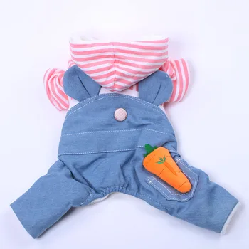 

Pet Dog Coat Striped&Jean Winter Cat Puppy Jumpuit Hoodie Dogs Cats Warm Clothing 2 Colour 5 sizes