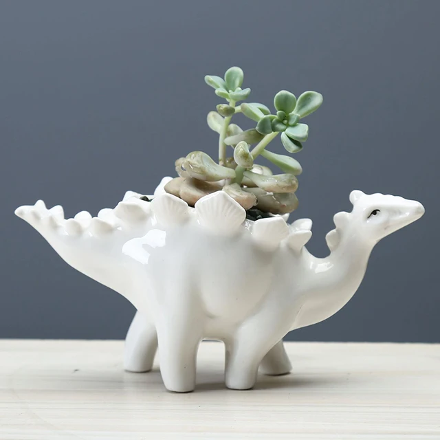 Ceramic Stegosaurus Virág Edény Ültetvény Tálca Kreatív Dinoszaurusz Pot Zamatos Növények Otthoni Kerti Asztali Dekoráció - Image 5