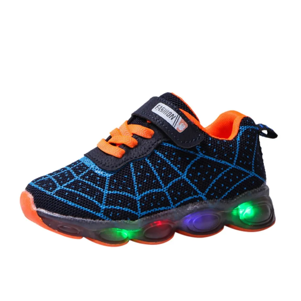 Кроссовки для мальчиков и девочек с изображением Человека-паука; детская обувь с подсветкой; кроссовки; коллекция года; сезон весна-осень; обувь для детей; обувь для маленьких девочек
