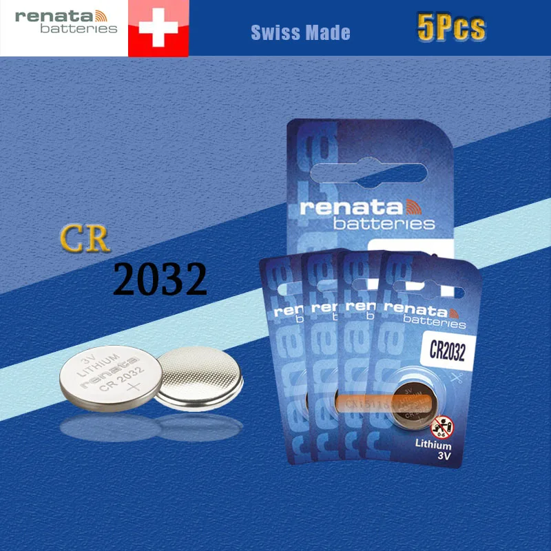 RENATA 5 шт./лот CR2032 2032 3V высокопроизводительные кнопочные батареи
