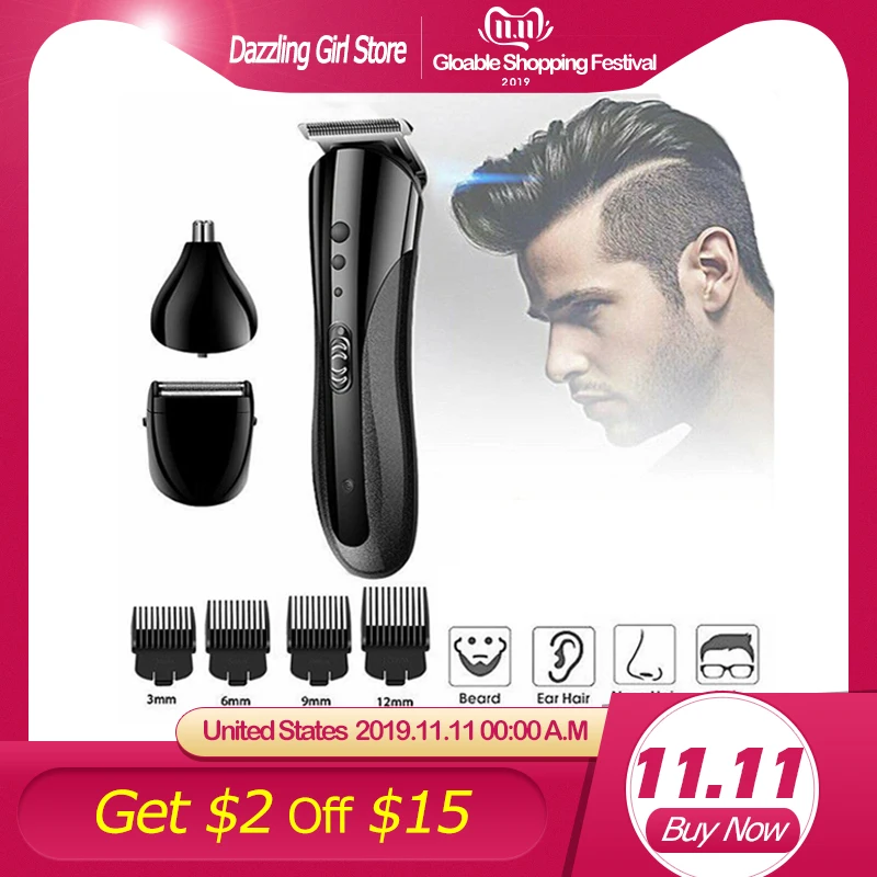 

3 in 1 Hair Trimmer Rechargeable Electric Nose Hair Clipper Razor Beard Shaver машинка для стрижки волос Cutting Machine Beard