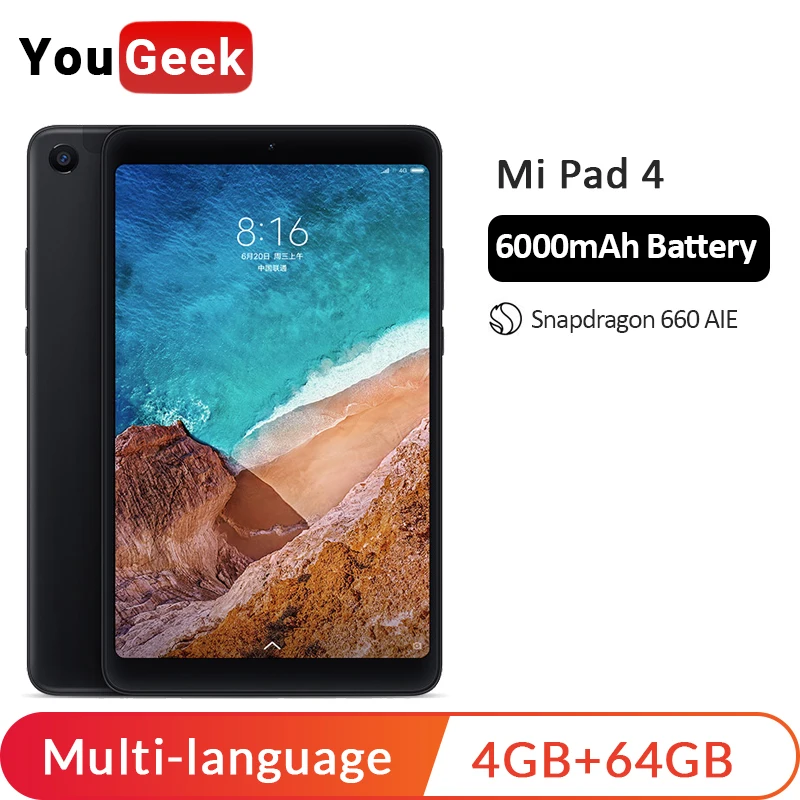 Xiaomi Mi Pad 4 Гб 64 MiPad ПК Планшет 8 &quotSnapdragon 660 Восьмиядерный большой экран 1920*1200 13.0MP + 5.0MP