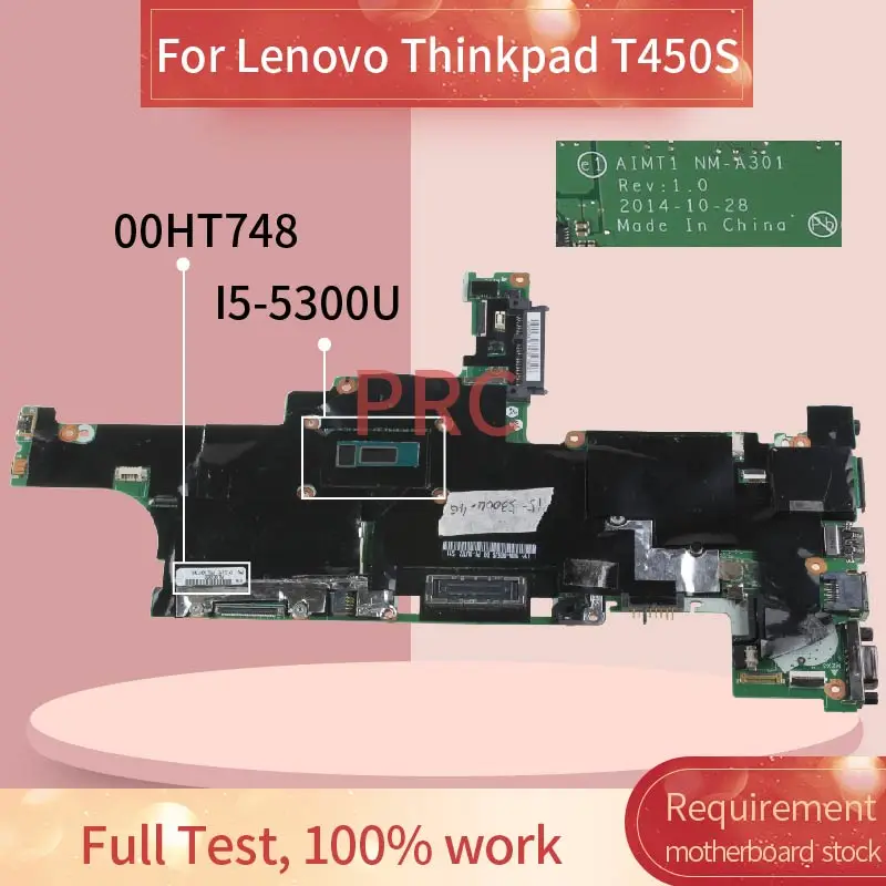 Placa-mãe para Notebook 00ht748 Notebook Lenovo Thinkpad T450s Semente Sr23x com 4gb Ram Ddr3
