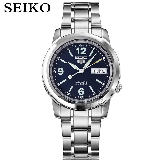 Seiko 5 Automatic Blue Dial Stainless Steel Men's Watch Made In Japan  Snkc51j1 Snkc55j1 Snkc57j1 - Mechanical Wristwatches - AliExpress