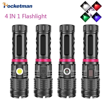 

Super hunting LED flashlight XHP90 zoomable hand lamp COB work light LED color changing lamps special outdoor camping torch