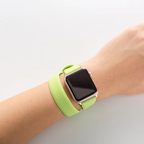 Силиконовый ремешок с двойным кольцом для часов Apple Watch series 5 4 44 мм 40 мм спортивный ремешок для iWatch 3 2 1 42 мм 38 мм браслеты - Цвет ремешка: green