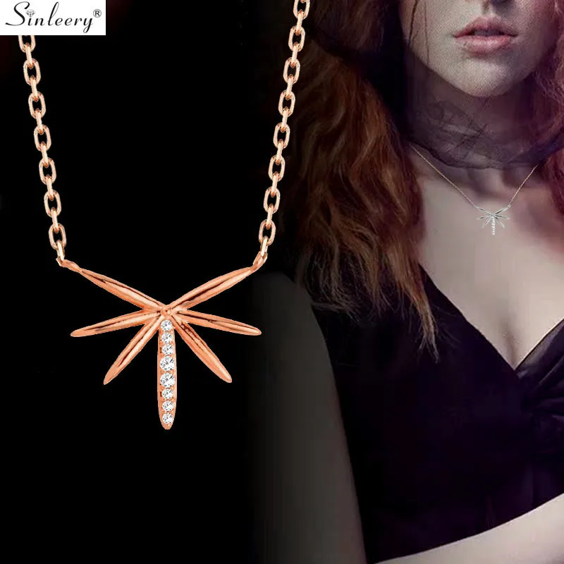 

SINLEERY Shiny Star Choker Necklace Rose Yellow Gold Silver Color Tiny Crystal Chain Pendant Necklace Women Jewelry XL103 SSC