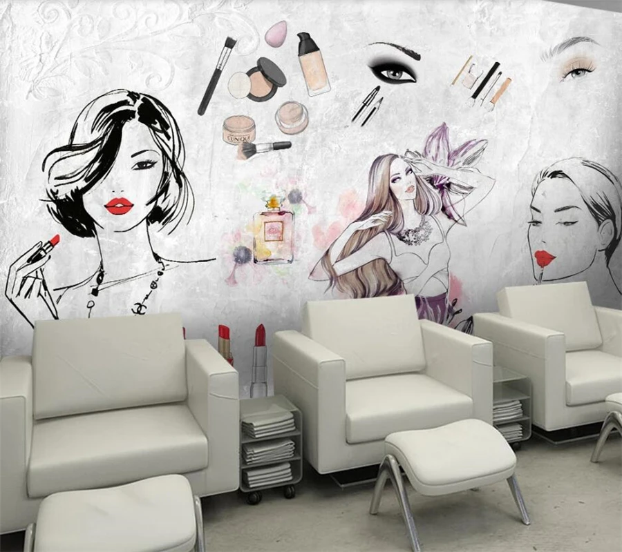 

Wellyu индивидуальный Большой Настенный художник с европейской и американской модой акварель Красота Косметика Инструменты Стены